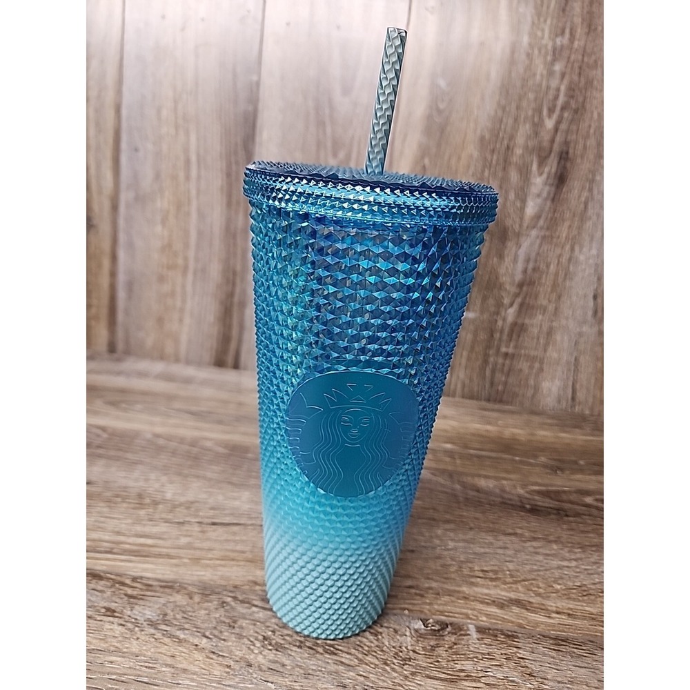 Starbucks Glacier‎ Blue Ombre Gradient Studded Tumbler Cold Cup 24 oz